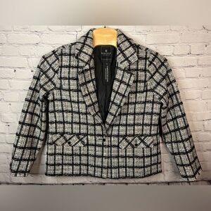 Bagatelle‎ Tweed Single-button Boxy Fit Blazer Black Confetti Metallic Sz XL NEW